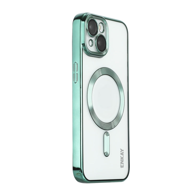 For iPhone 15 Plus ENKAY Hat-Prince Magsafe Electroplated TPU Clear Shockproof Phone Case(Green) - HoMEdemic™ 
