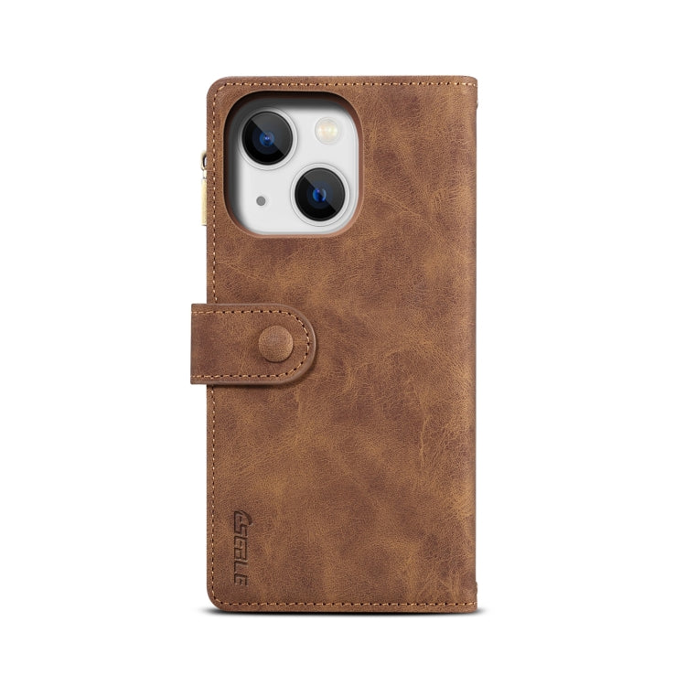 For iPhone 15 Plus ESEBLE Retro Frosted RFID Flip Leather Phone Case(Brown) - HoMEdemic™ 