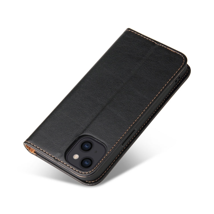 For iPhone 15 Plus Fierre Shann PU Genuine Leather Texture Phone Case(Black) - HoMEdemic™ 