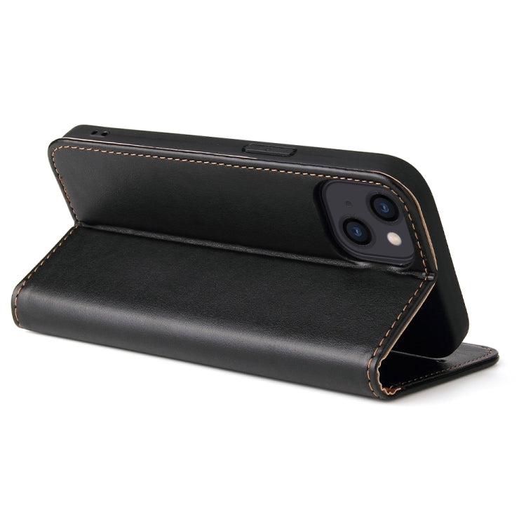 For iPhone 15 Plus Fierre Shann PU Genuine Leather Texture Phone Case(Black) - HoMEdemic™ 