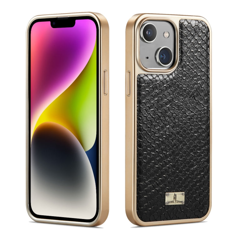 For iPhone 15 Plus Fierre Shann Snake Texture Electroplating PU Phone Case(Black) - HoMEdemic™ 