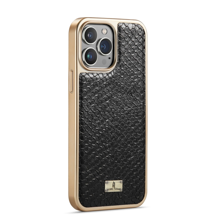 For iPhone 15 Plus Fierre Shann Snake Texture Electroplating PU Phone Case(Black) - HoMEdemic™ 