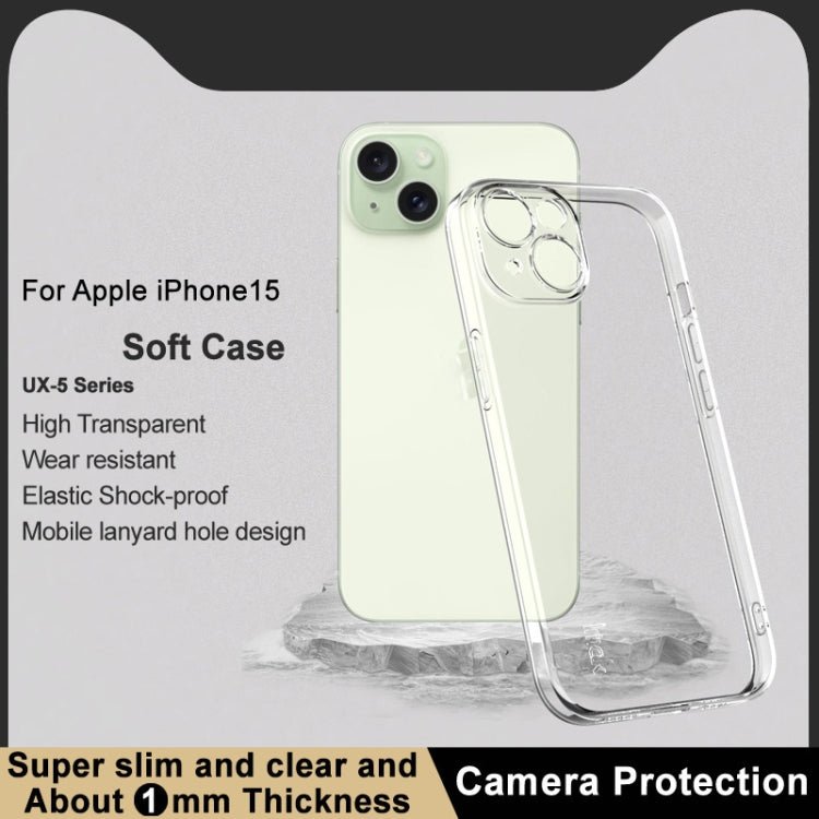 For iPhone 15 Plus IMAK UX-5 Series Transparent TPU Phone Case(Transparent) - HoMEdemic™ 