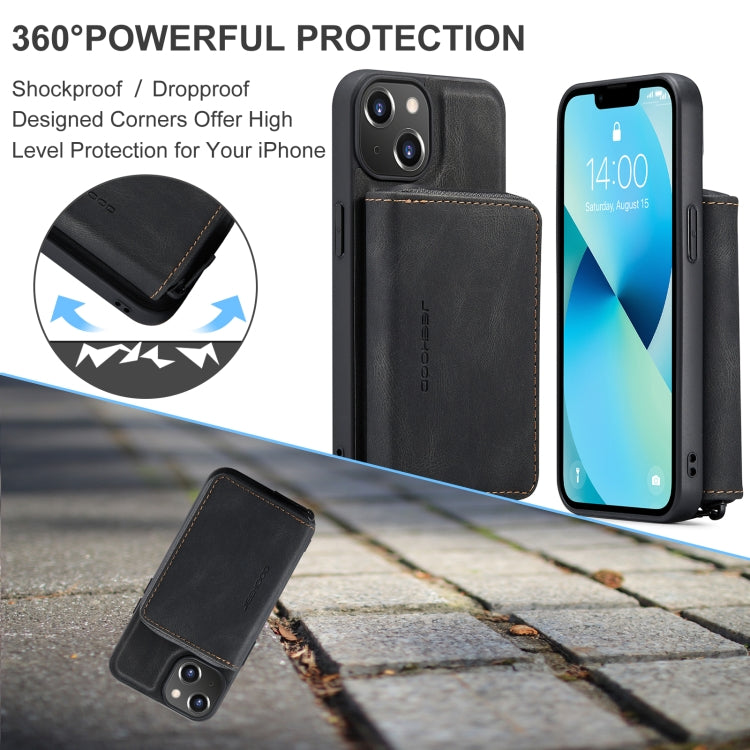 For iPhone 15 Plus JEEHOOD Magnetic Zipper Wallet Leather Phone Case(Black) - HoMEdemic™ 