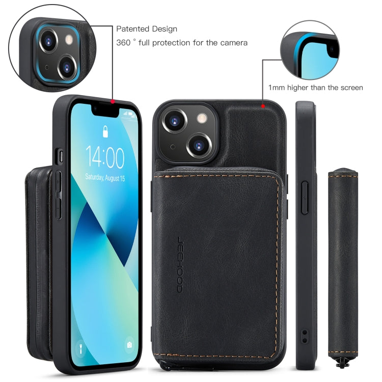 For iPhone 15 Plus JEEHOOD Magnetic Zipper Wallet Leather Phone Case(Black) - HoMEdemic™ 