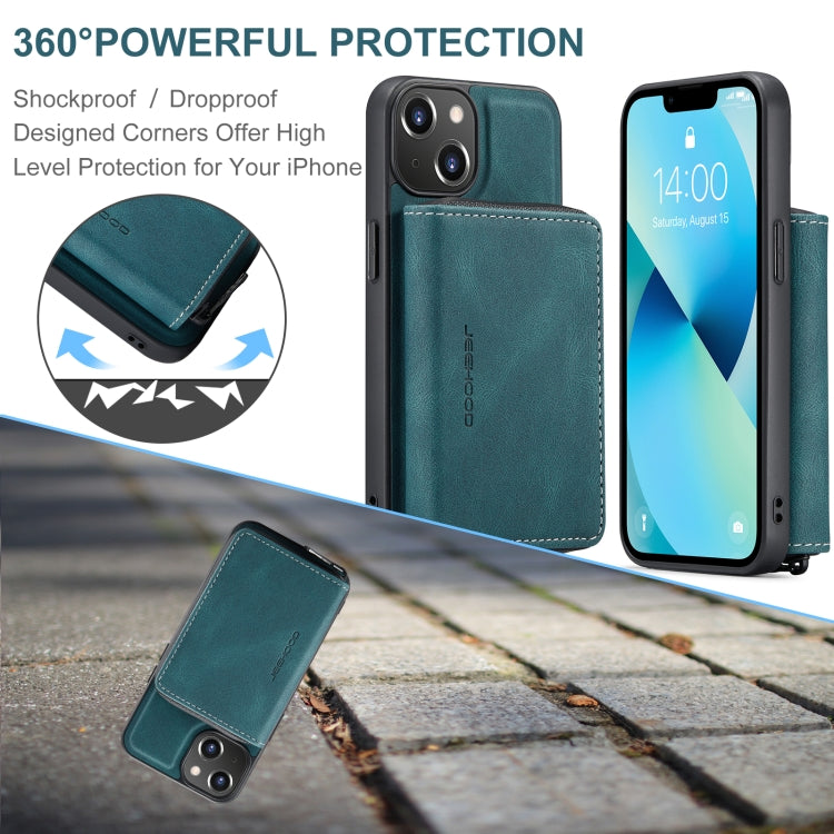 For iPhone 15 Plus JEEHOOD Magnetic Zipper Wallet Leather Phone Case(Blue) - HoMEdemic™ 