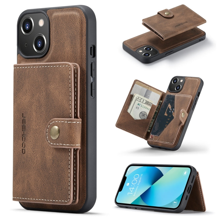 For iPhone 15 Plus JEEHOOD Retro Magnetic Detachable Leather Phone Case(Brown) - HoMEdemic™ 