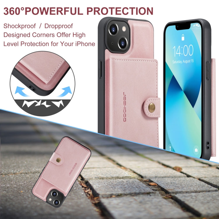 For iPhone 15 Plus JEEHOOD Retro Magnetic Detachable Leather Phone Case(Pink) - HoMEdemic™ 