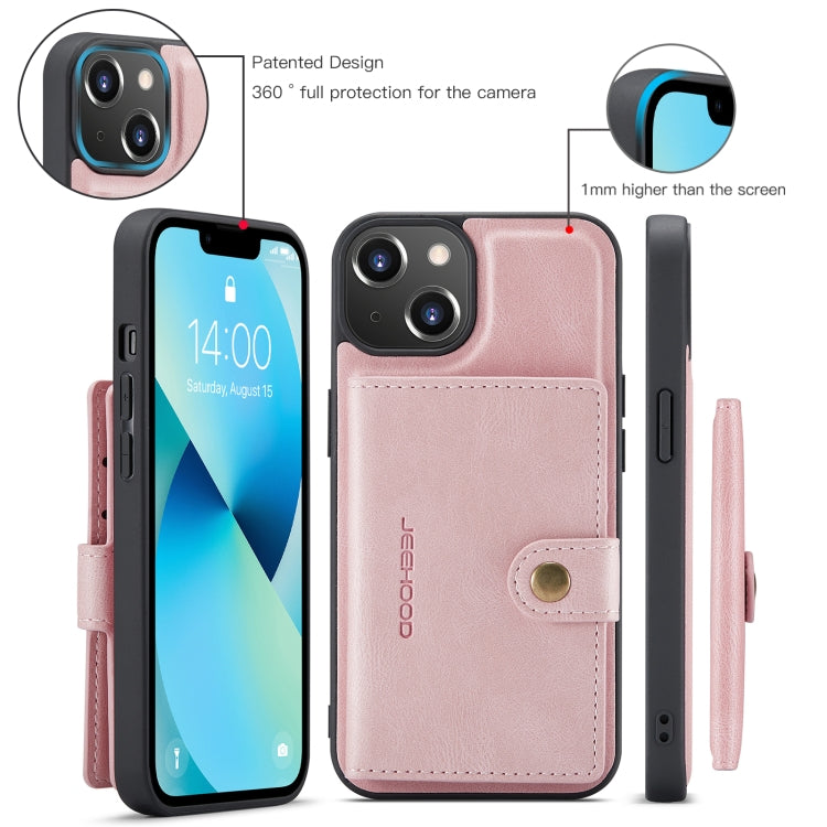 For iPhone 15 Plus JEEHOOD Retro Magnetic Detachable Leather Phone Case(Pink) - HoMEdemic™ 