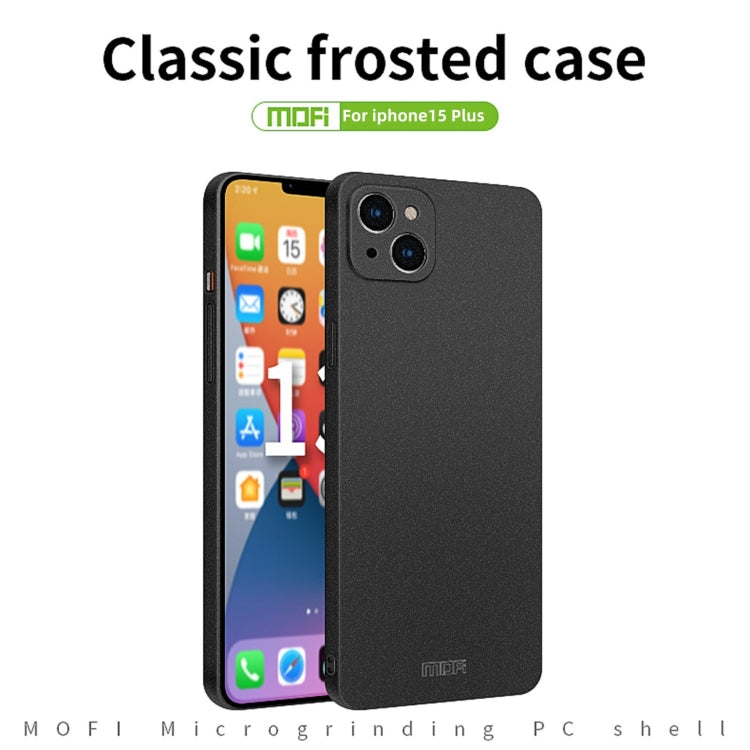 For iPhone 15 Plus  MOFI Fandun Series Frosted PC Ultra-thin All-inclusive Phone Case(Blue) - HoMEdemic™ 