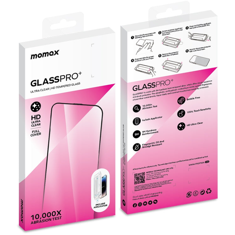 For iPhone 15 Plus MOMAX 0.3mm 3D Full-screen Tempered Glass Film(Black) - HoMEdemic™ 