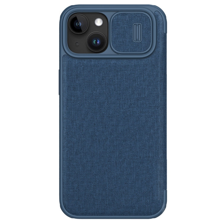 For iPhone 15 Plus NILLKIN QIN Series Pro Fabric Textured Leather Phone Case(Blue) - HoMEdemic™ 