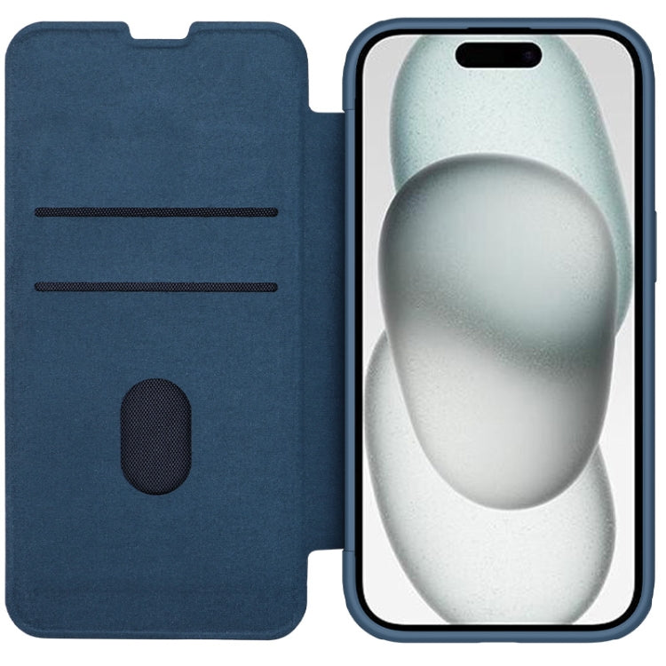 For iPhone 15 Plus NILLKIN QIN Series Pro Fabric Textured Leather Phone Case(Blue) - HoMEdemic™ 