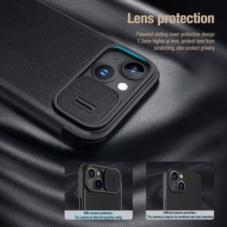 For iPhone 15 Plus NILLKIN QIN Series Pro Fabric Textured Leather Phone Case(Blue) - HoMEdemic™ 