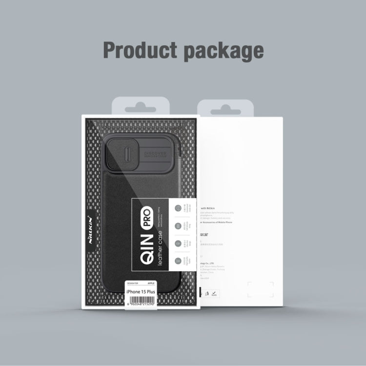 For iPhone 15 Plus NILLKIN QIN Series Pro Fabric Textured Leather Phone Case(Blue) - HoMEdemic™ 