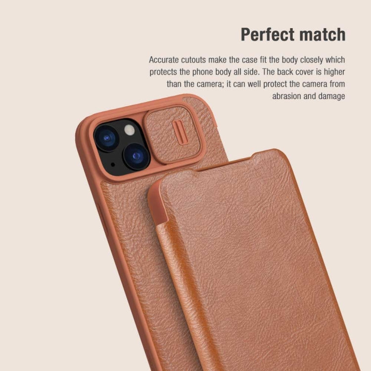 For iPhone 15 Plus NILLKIN QIN Series Pro Sliding Camera Cover Design Leather Phone Case(Black) - HoMEdemic™ 