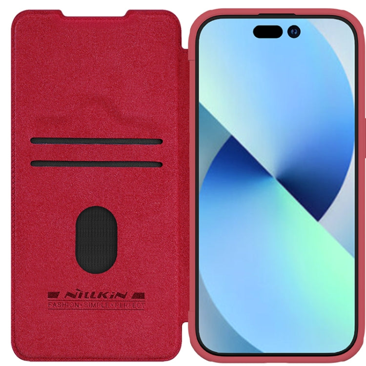 For iPhone 15 Plus NILLKIN QIN Series Pro Sliding Camera Cover Design Leather Phone Case(Red) - HoMEdemic™ 