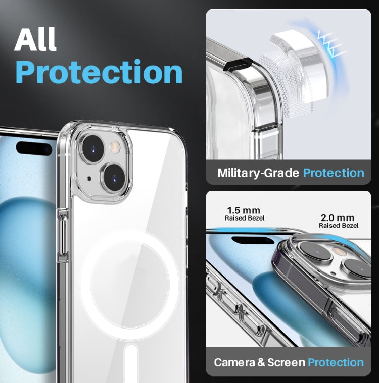 For iPhone 15 Plus NORTHJO 5 in 1 Magsafe Clear Phone Case with 2pcs Screen Film + 2pcs Rear Lens Film - HoMEdemic™ 