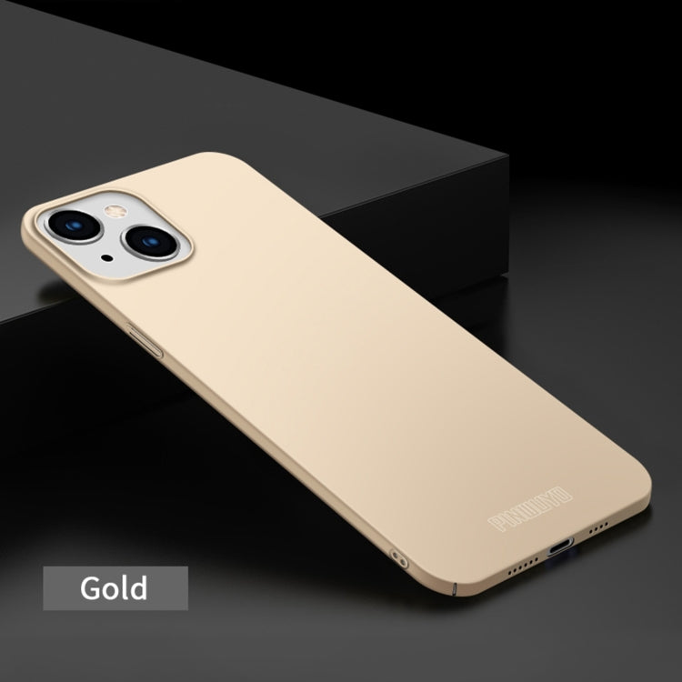 For iPhone 15 Plus PINWUYO Micro-Frosted PC Ultra-thin Hard Phone Case with Magsafe Magnetic Ring(Gold) - HoMEdemic™ 