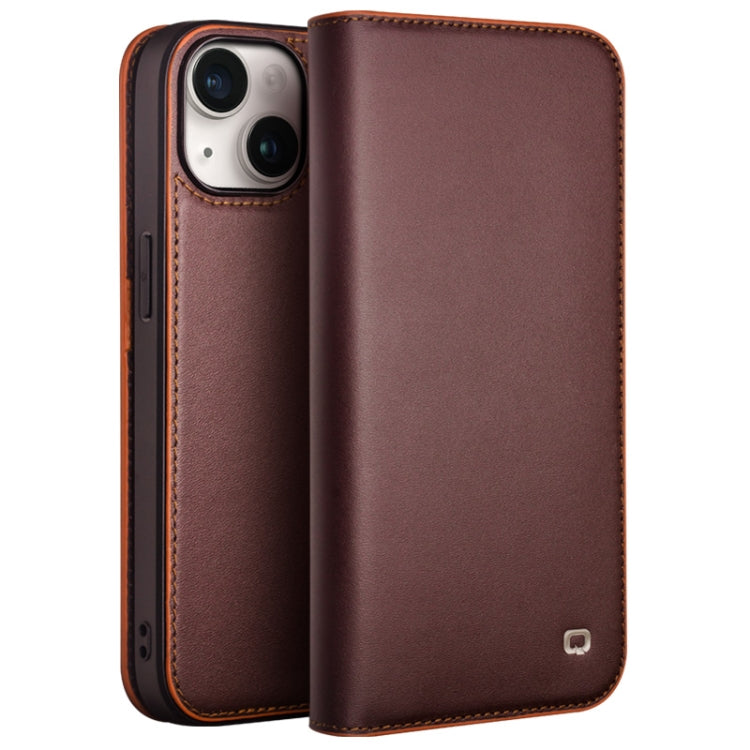 For iPhone 15 Plus QIALINO Classic Gen2 Genuine Leather Phone Case(Brown) - HoMEdemic™ 