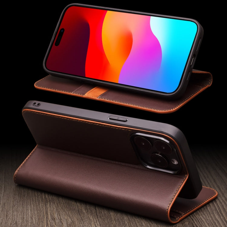 For iPhone 15 Plus QIALINO Classic Gen2 Genuine Leather Phone Case(Brown) - HoMEdemic™ 