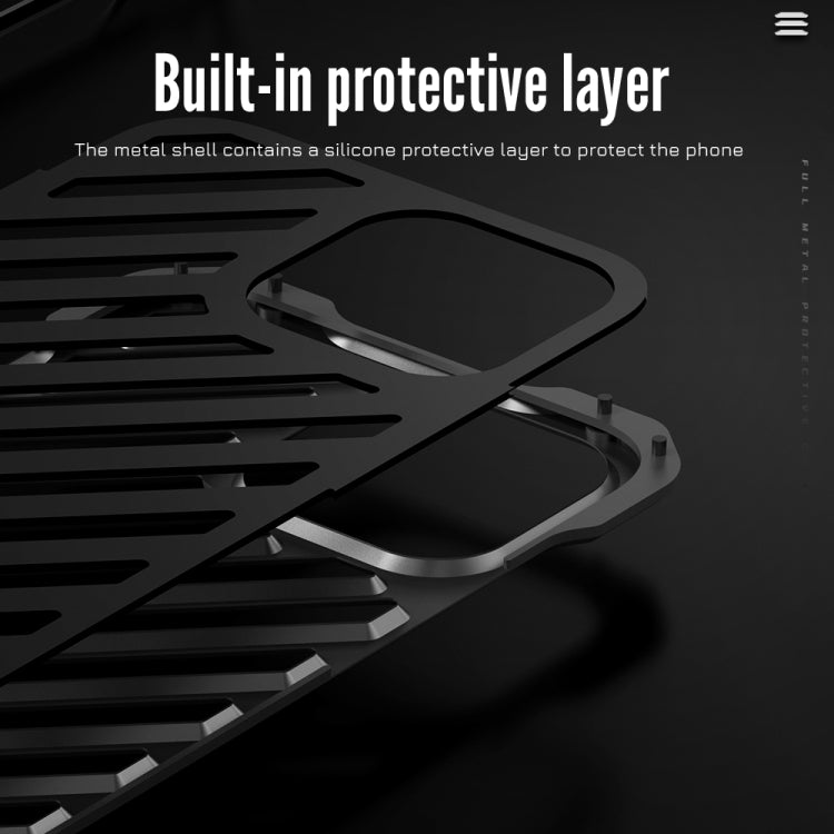 For iPhone 15 Plus R-JUST RJ-50 Hollow Breathable Armor Metal Phone Case(Space Grey) - HoMEdemic™ 