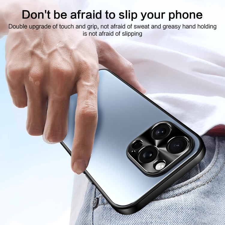 For iPhone 15 Plus R-JUST RJ-61 Electroplating Frosted TPU + PC Phone Case with Holder(Blue) - HoMEdemic™ 