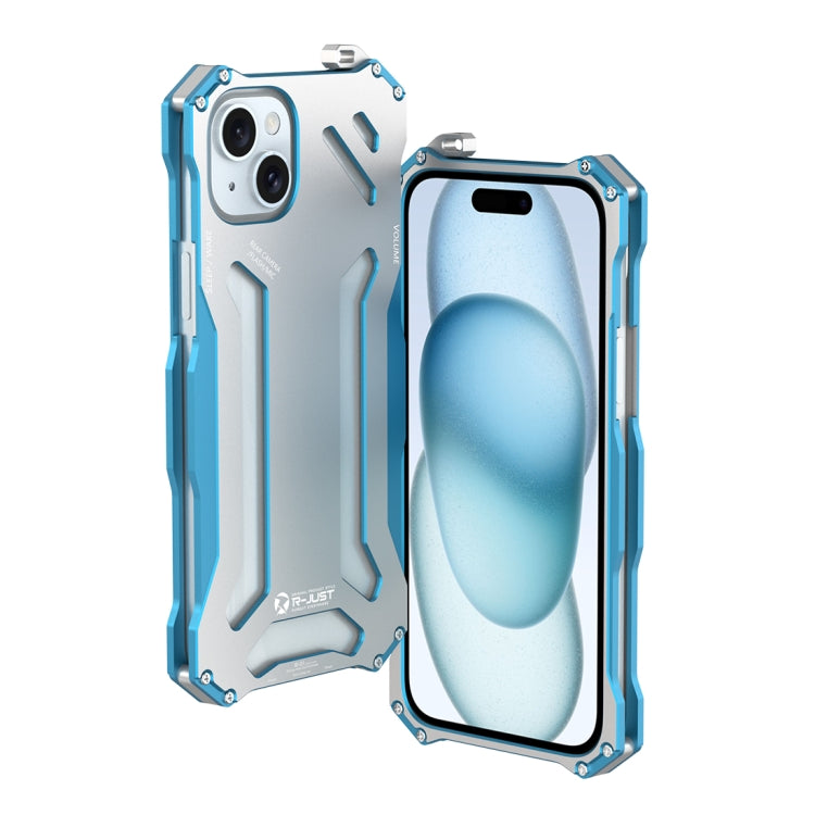 For iPhone 15 Plus R-JUST RJ17 Shockproof Armor Metal Phone Case(Blue) - HoMEdemic™ 