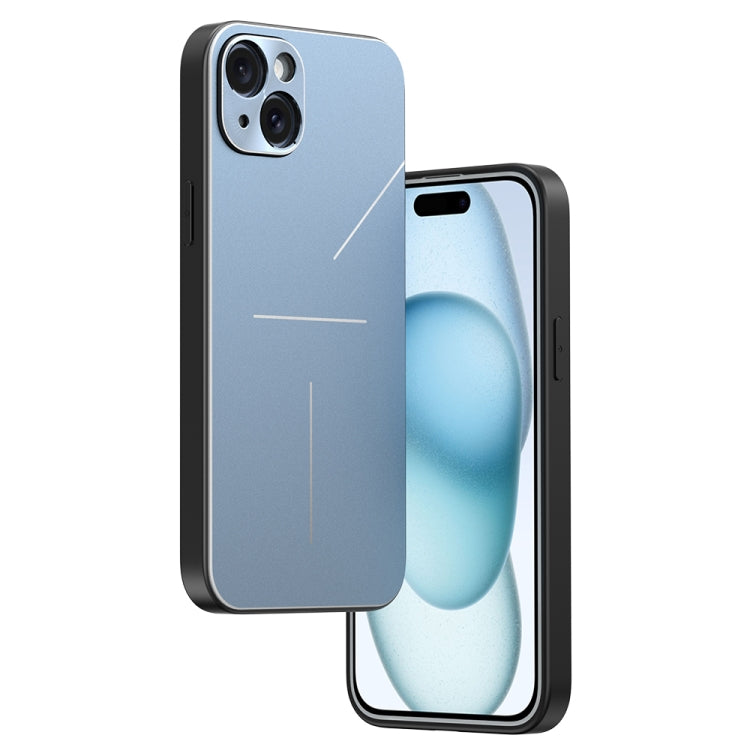 For iPhone 15 Plus R-JUST RJ52 3-Line Style Metal TPU Shockproof Phone Case(Blue) - HoMEdemic™ 