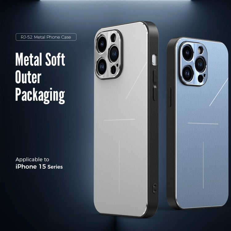 For iPhone 15 Plus R-JUST RJ52 3-Line Style Metal TPU Shockproof Phone Case(Blue) - HoMEdemic™ 
