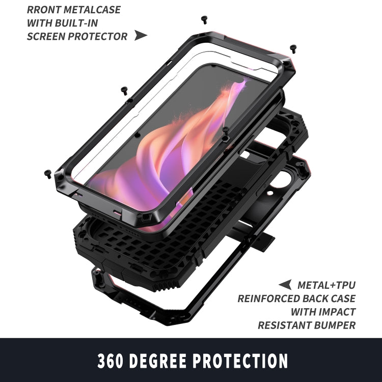 For iPhone 15 Plus R-JUST Shockproof Life Waterproof Dust-proof Metal + Silicone Phone Case with Holder(Black) - HoMEdemic™ 