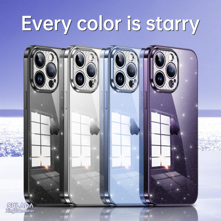For iPhone 15 Plus SULADA Electroplated Transparent Glittery TPU Phone Case(Black) - HoMEdemic™ 
