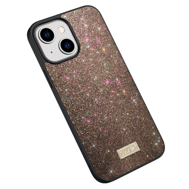 For iPhone 15 Plus SULADA Glittery PC Hybrid TPU Handmade Leather Phone Case(Colorful) - HoMEdemic™ 