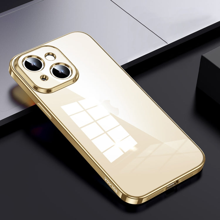 For iPhone 15 Plus SULADA Shine Through Series Plating TPU Transparent Phone Case(Gold) - HoMEdemic™ 