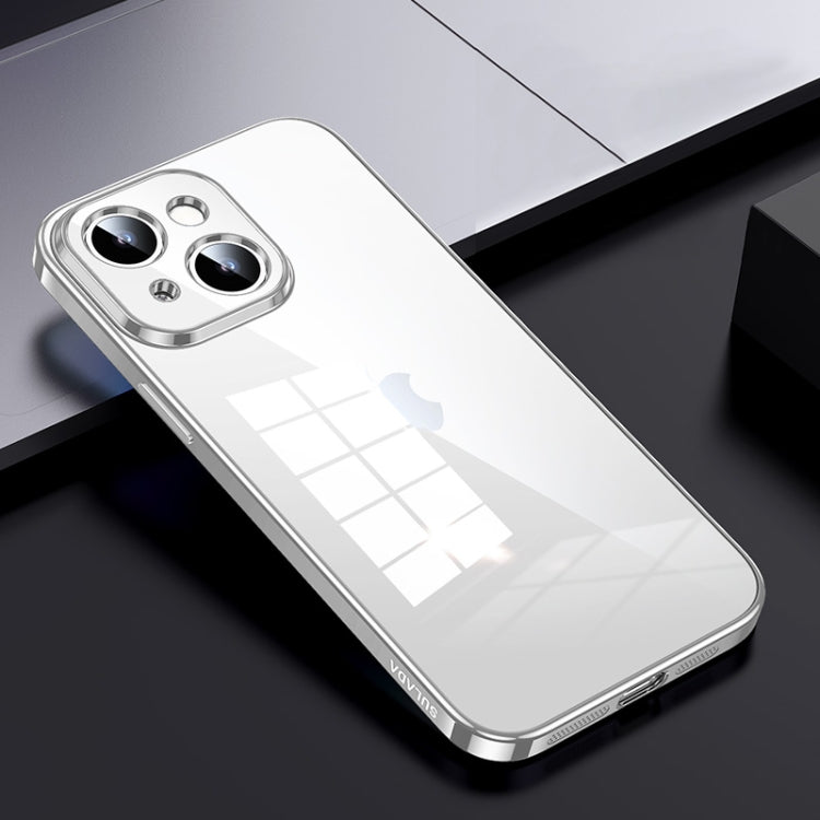 For iPhone 15 Plus SULADA Shine Through Series Plating TPU Transparent Phone Case(Silver) - HoMEdemic™ 