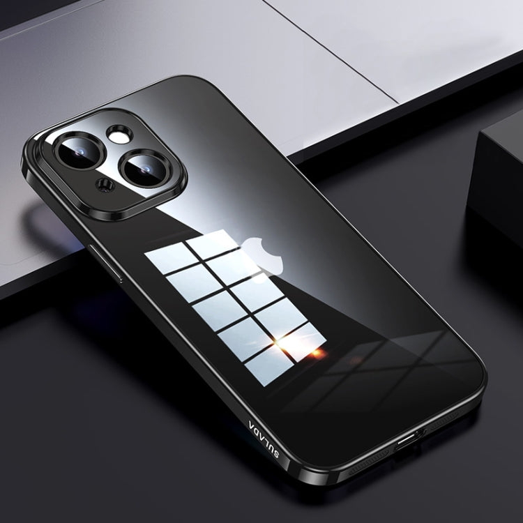 For iPhone 15 Plus SULADA Shine Through Series Plating TPU Transparent Phone Case(Space Black) - HoMEdemic™ 