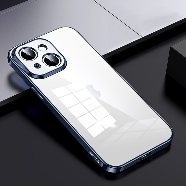For iPhone 15 Plus SULADA Shine Through Series Plating TPU Transparent Phone Case(Titanium Blue) - HoMEdemic™ 