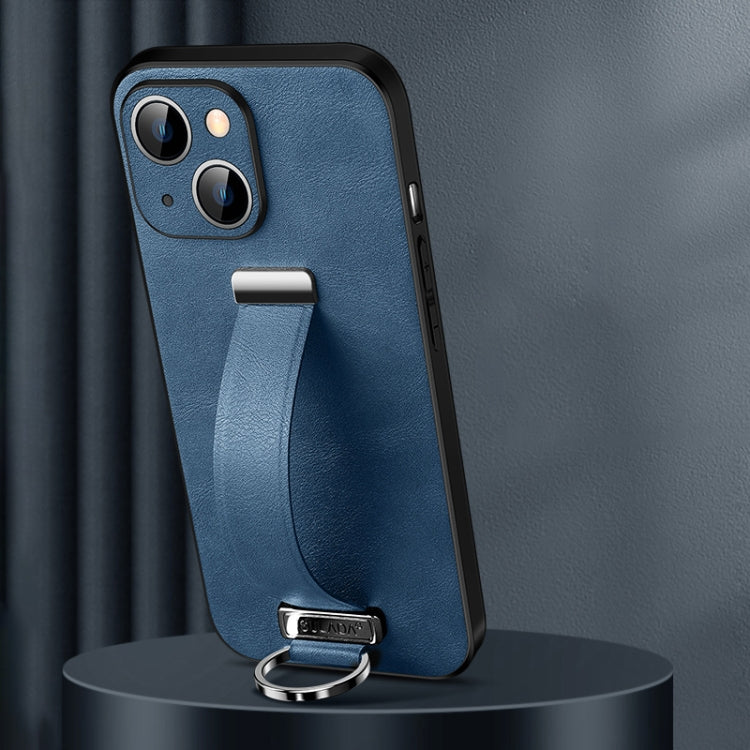 For iPhone 15 Plus SULADA Tide Cool Series PC + Leather Texture Skin Feel Phone Case(Blue) - HoMEdemic™ 