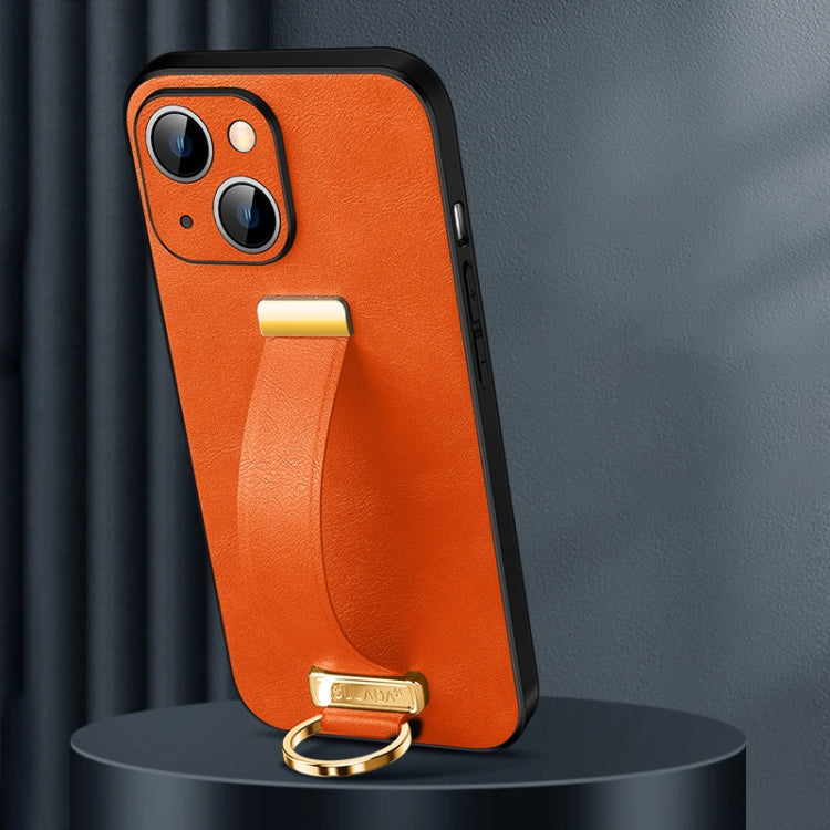 For iPhone 15 Plus SULADA Tide Cool Series PC + Leather Texture Skin Feel Phone Case(Orange) - HoMEdemic™ 