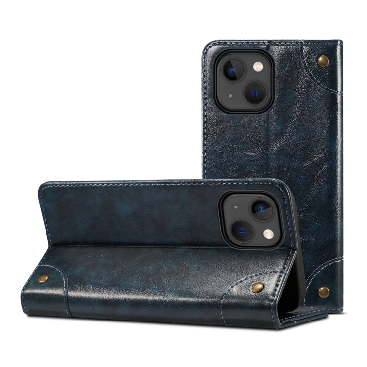 For iPhone 15 Plus Suteni Baroque Calf Texture Buckle Wallet Leather Phone Case(Blue) - HoMEdemic™ 