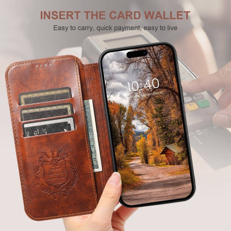 For iPhone 15 Plus Suteni J05 Leather Magnetic MagSafe Phone Case(Khaki) - HoMEdemic™ 