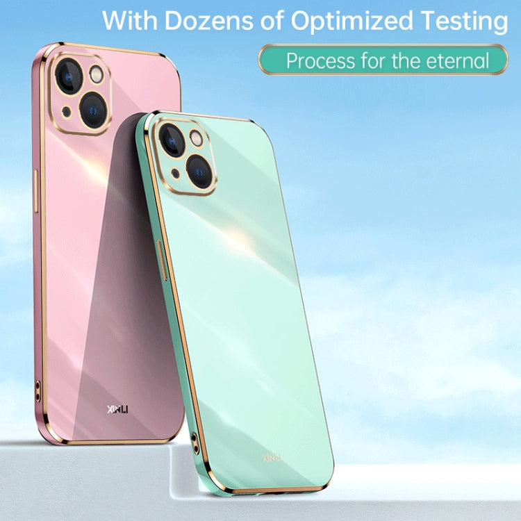 For iPhone 15 Plus XINLI Straight Edge 6D Electroplate TPU Phone Case(Cherry Purple) - HoMEdemic™ 
