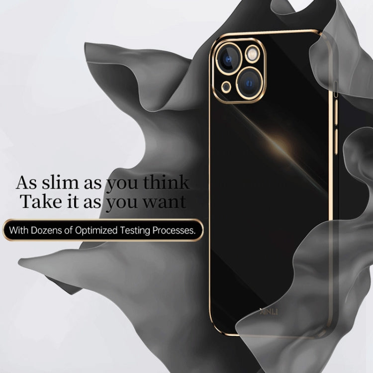 For iPhone 15 Plus XINLI Straight Edge 6D Electroplate TPU Phone Case(Cherry Purple) - HoMEdemic™ 