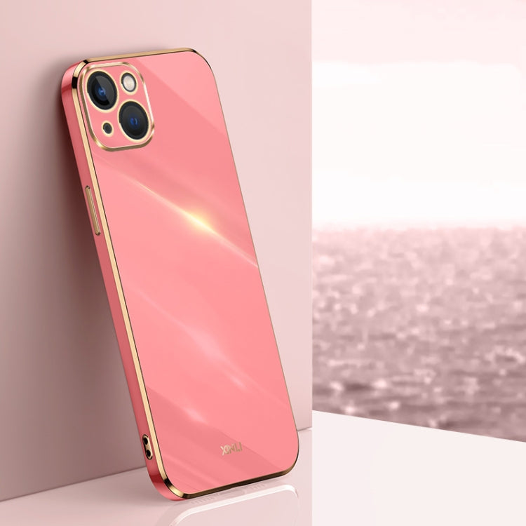 For iPhone 15 Plus XINLI Straight Edge 6D Electroplate TPU Phone Case(Hawthorn Red) - HoMEdemic™ 