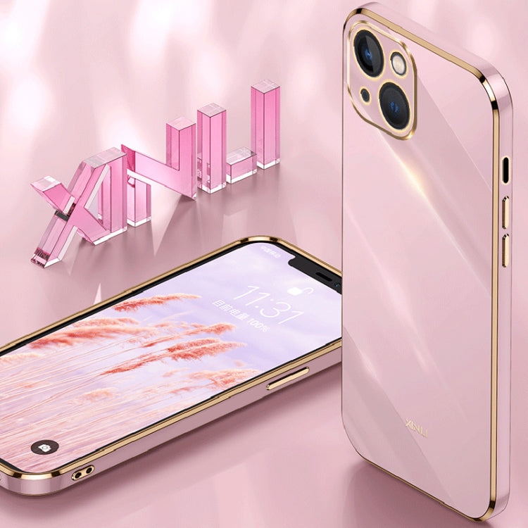 For iPhone 15 Plus XINLI Straight Edge 6D Electroplate TPU Phone Case(Pink) - HoMEdemic™ 