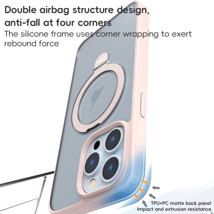 For iPhone 15 Plus ZGA Magsafe Holder PC Hybrid TPU Phone Case(Pink) - HoMEdemic™ 