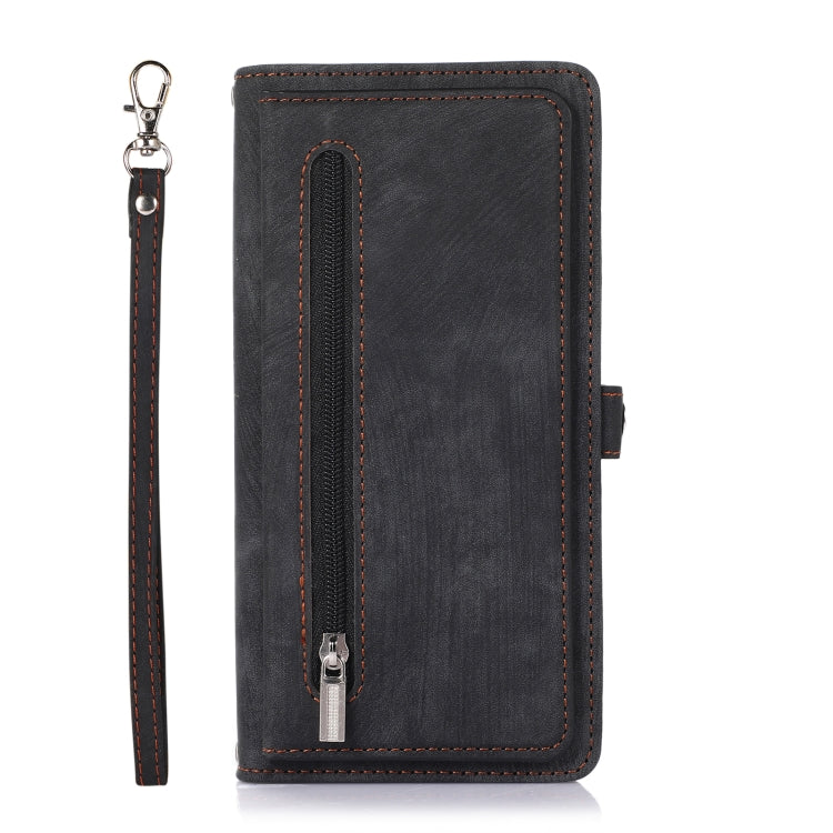 For iPhone 15 Plus Zipper Card Slot Buckle Wallet Leather Phone Case(Black) - HoMEdemic™ 