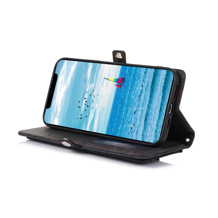 For iPhone 15 Plus Zipper Card Slot Buckle Wallet Leather Phone Case(Black) - HoMEdemic™ 