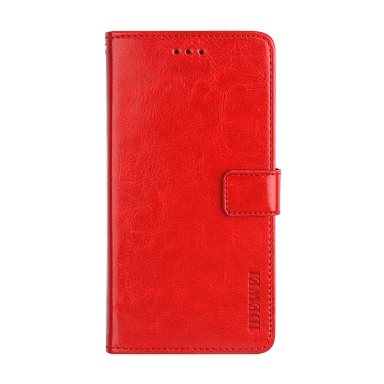 For iPhone 15 Plus idewei Crazy Horse Texture Leather Phone Case with Holder(Red) - HoMEdemic™ 