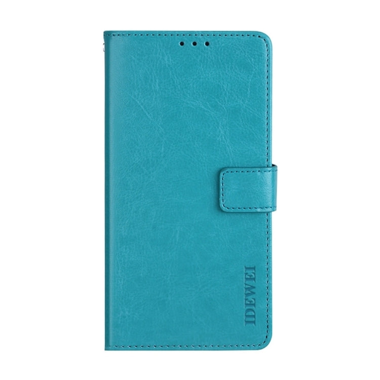 For iPhone 15 Plus idewei Crazy Horse Texture Leather Phone Case with Holder(Sky Blue) - HoMEdemic™ 
